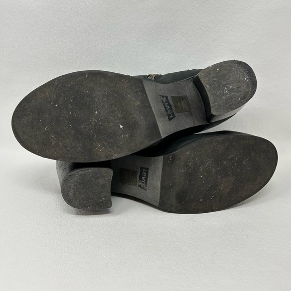 Levi's Black Leather Ankle Zip Up Block Heeled Boho Boots, Women’s Size 10. - Picture 12 of 12